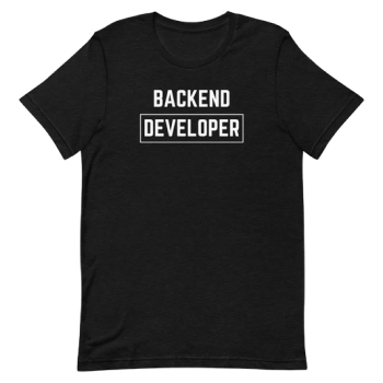 Polo negro con el texto Backend Developer