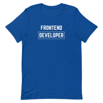 Polo azul con el texto Frontend Developer