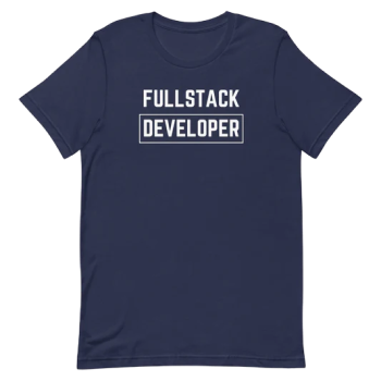 Polo azul oscuro con el texto FullStack Developer